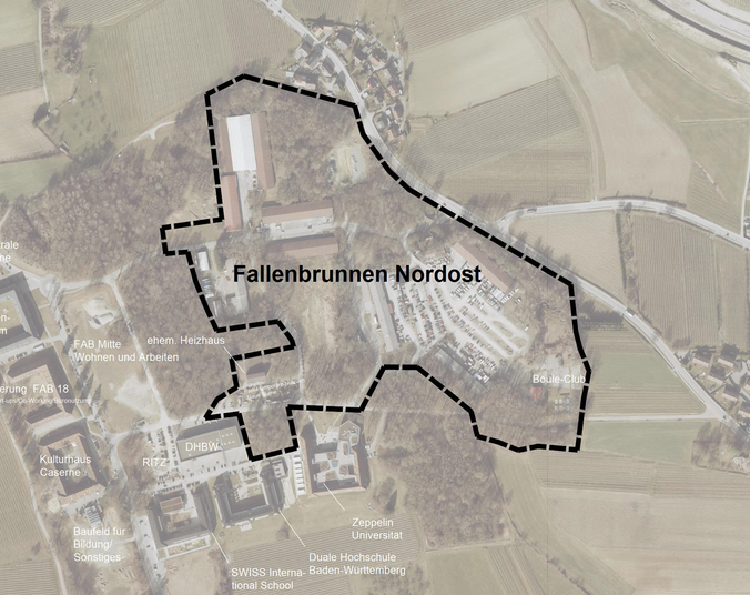 Luftbild Fallenbrunnen Nordost mit Beschriftung